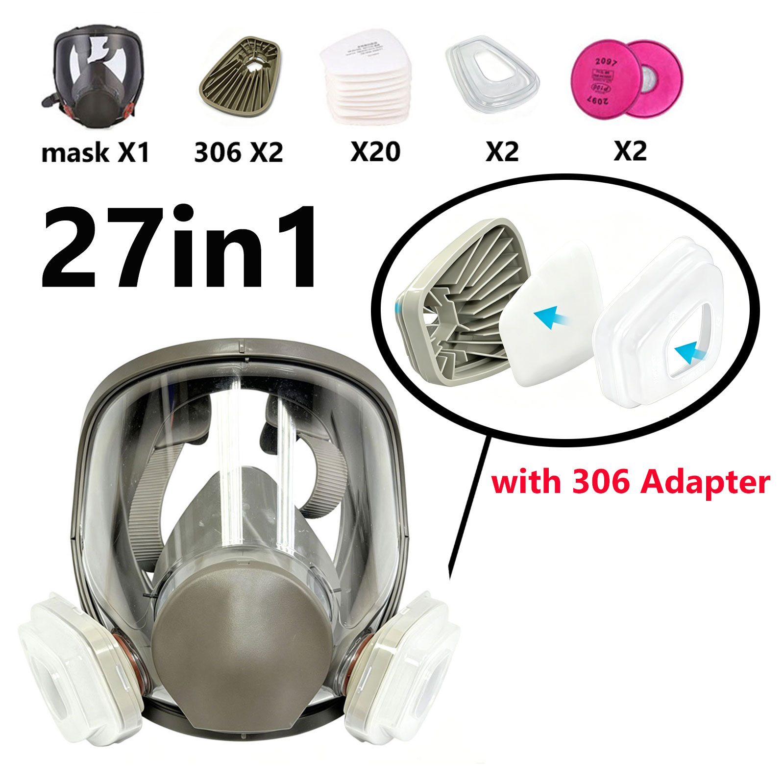 Dust Mask Construction - Respiratore a faccia intera 6800 con